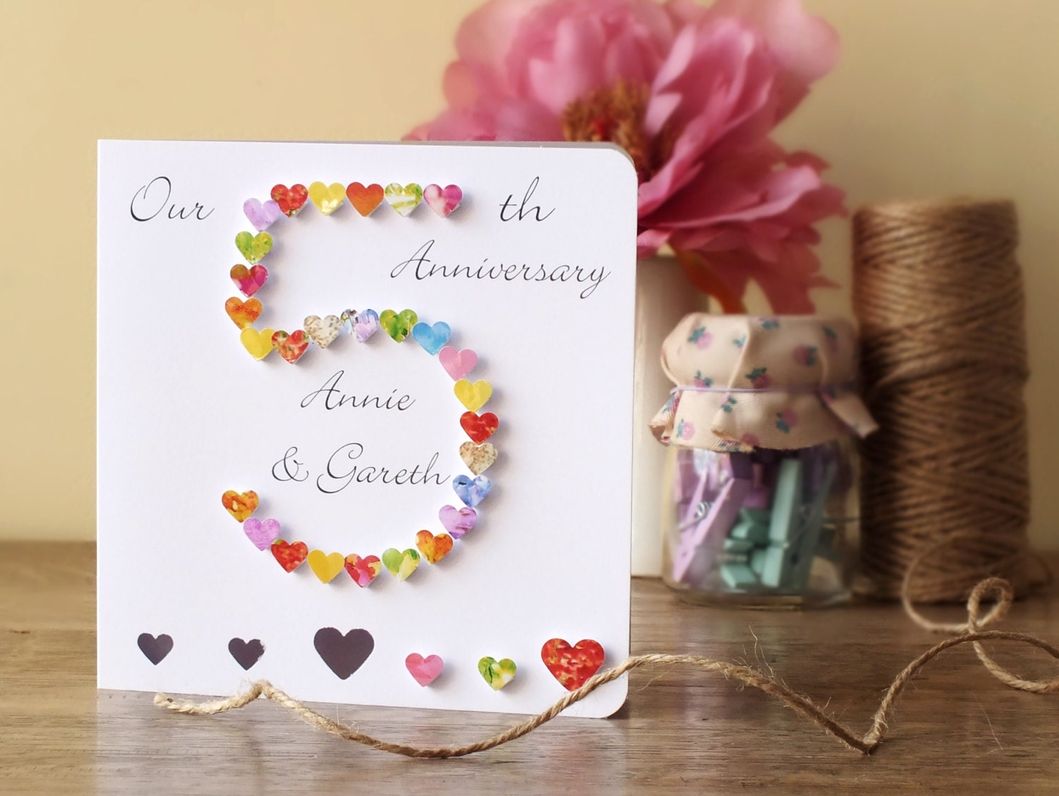  5th  Wedding  Anniversary  Card Personalised 5th  Anniversary 