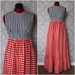 Vintage 60's 70's Floor Length Red White and Blue Prairie Dress M/L