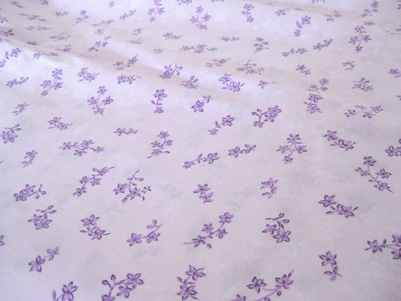 Vintage Fabric Purple Flowers on Lavender 44W