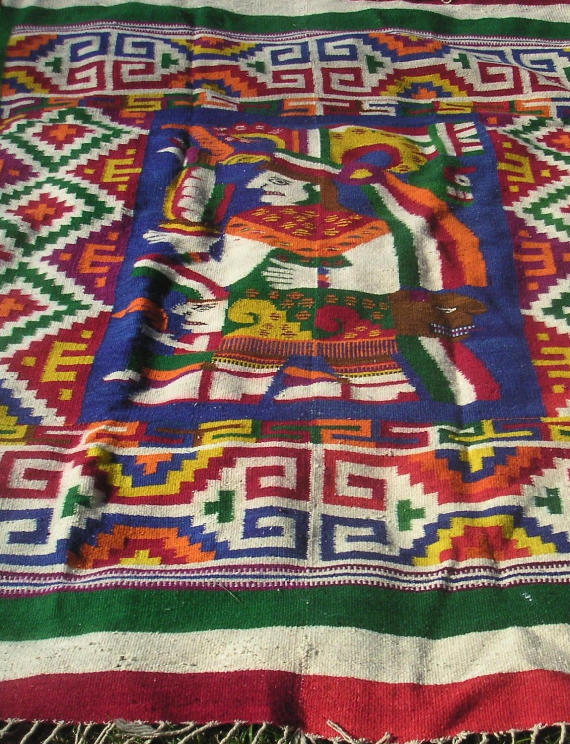 Vintage Area Rug/Wall HangingMexican Zapotec Aztec Mayan