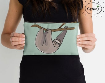 Sloth Pencil Case, Sloth Makeup Bag, Sloth Pouch, Sloth Cosmetics Bag, Sloth Cases, Sloth, Sloth Gift, For Sloth Fans, For Sloth Lovers