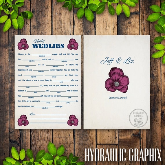 Wedding Mad Libs, Marriage Advice Mad Lib Card, Printable Mad Lib Card, Guest Book Alternative, Welcome Bag Wedding Game, Vintage Wedlibs Il_570xn