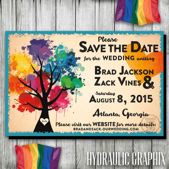 Rainbow Wedding Save The Date Gay Wedding Save The Date Lgbt