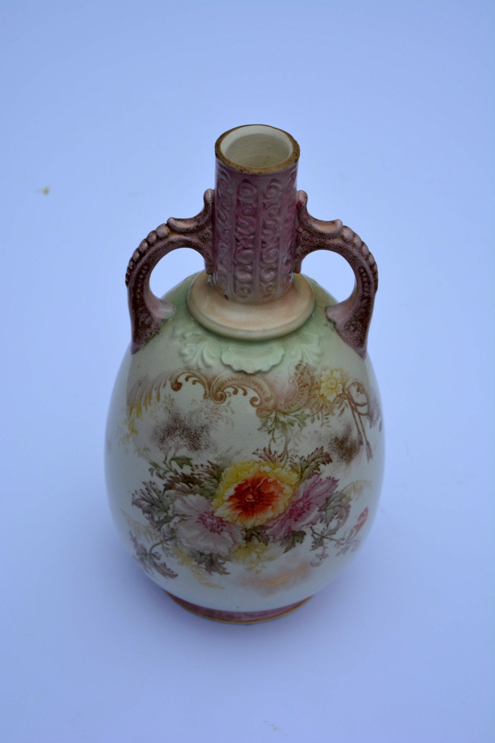 Victorian Old Hall Pottery Twin Handled Vase Art by BiminiCricket