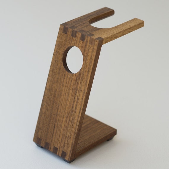 Wood Shaving Stand for DE / Safety Razors Black Walnut