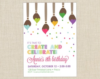 Paint Party Invitation. Art Birthday Party Invitation. Art Pary. Paint Birthday Party