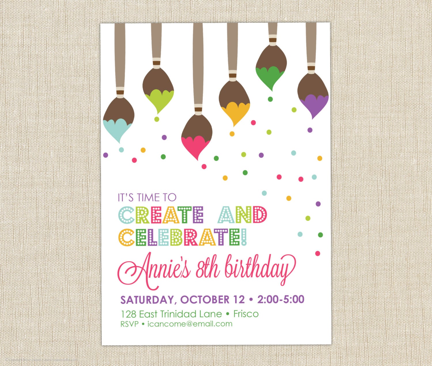 Paint Party Invitation Art Birthday Party Invitation Art