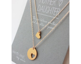 Mother Daughter Necklace Set - mother necklace - daughter necklace - mother daughter jewelry - jewelry gift - mother's day gift - valentine