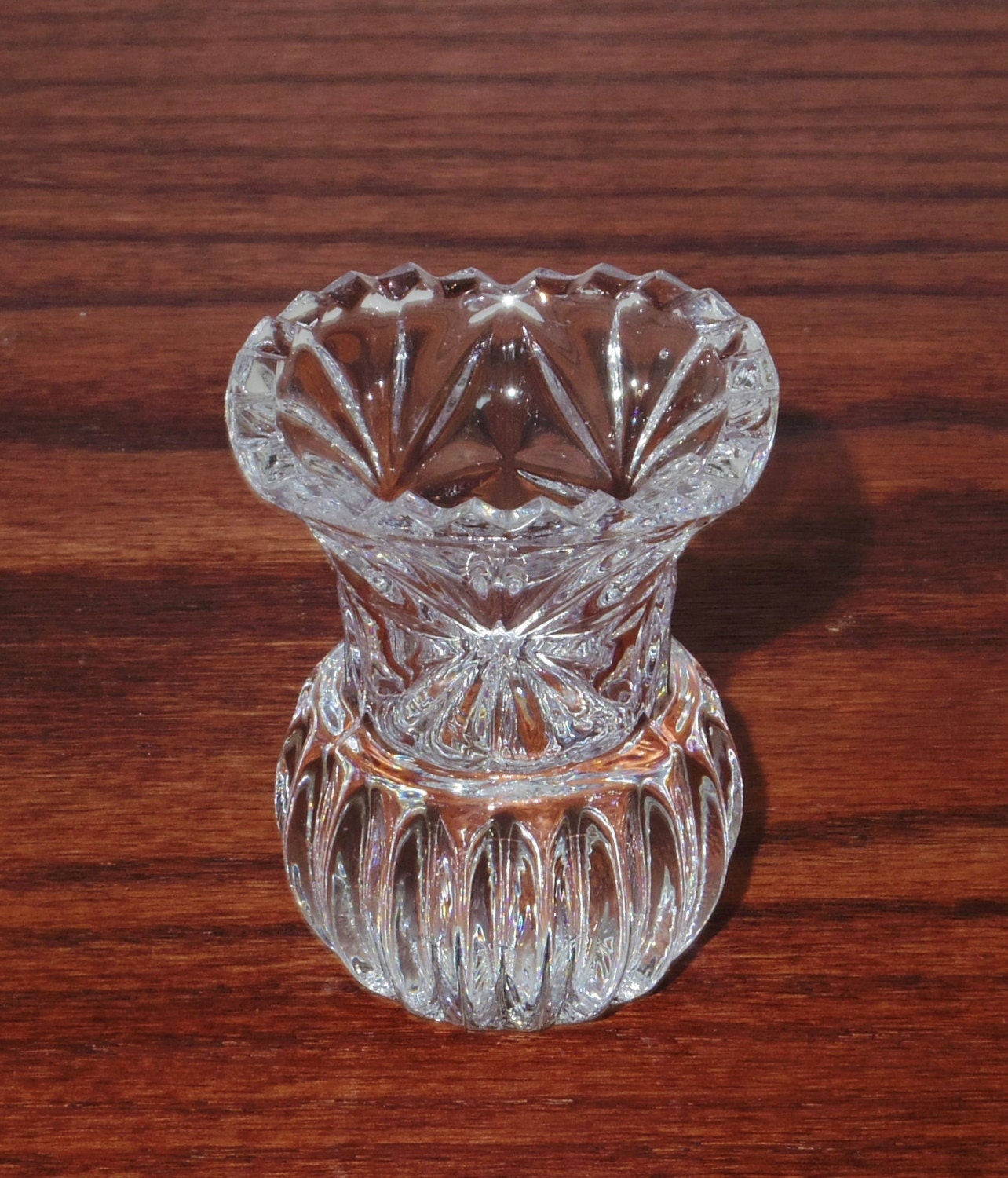 LEAD CRYSTAL TOOTHPICK Holder Glass Flat Tumbler Clear Fan