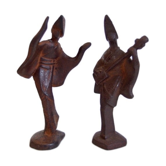Sculpture Metal Castings 2 Japanese Dancers Awaodori