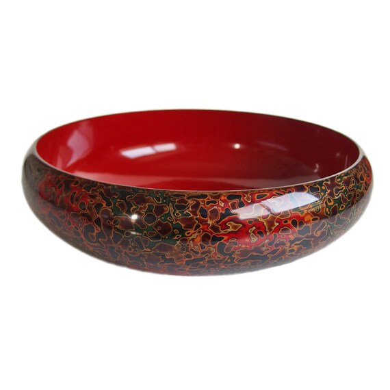 Vintage Japanese Lacquer Bowl. Tsugaru Nuri style lacquerware.