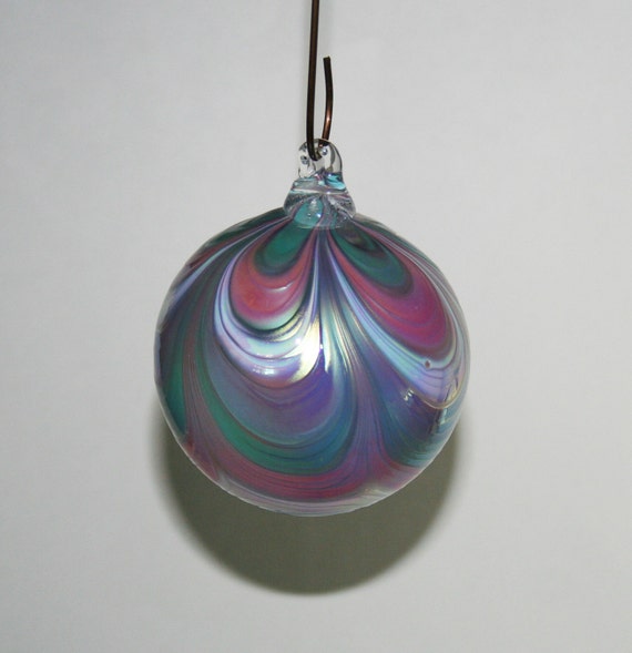 hand blown glass christmas ornament pink turquoise white hand blown glass christmas ornament pink turquoise white