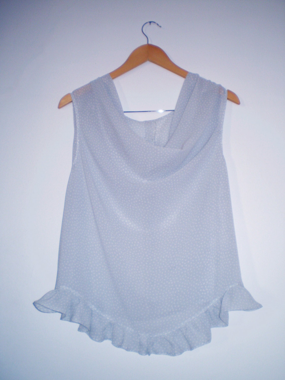 Georgette Blouse Pale blue dotted with cowl neckline by FedRaDD