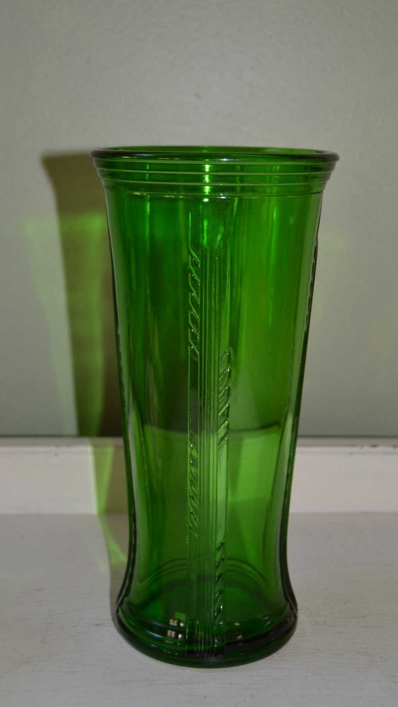 Large Vintage Art Deco Green Glass Vase Home And By Vintageabcs