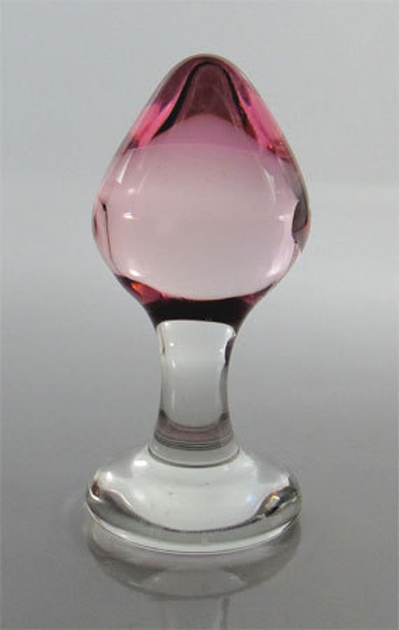 Medium Pink Glass Color Fade Rosebud Butt Plug Sex Toy Mature