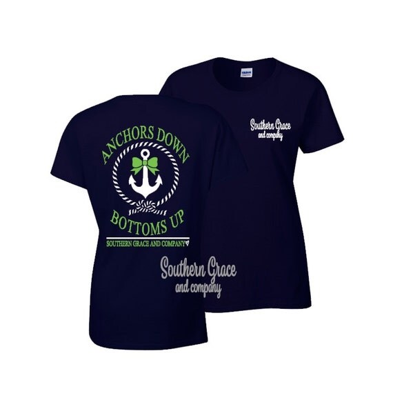 Anchors Down Bottoms Up Tshirt. 1 Short by SouthernGraceAndCo