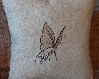 Pillow Cover - "Butterfly of Hope" Decorative, Elegant Pillow Cover - Handmade Pillow Cover