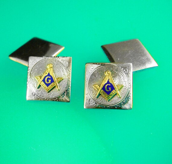 Antique Masonic cuff links Vintage Fraternal Enamel Cufflinks