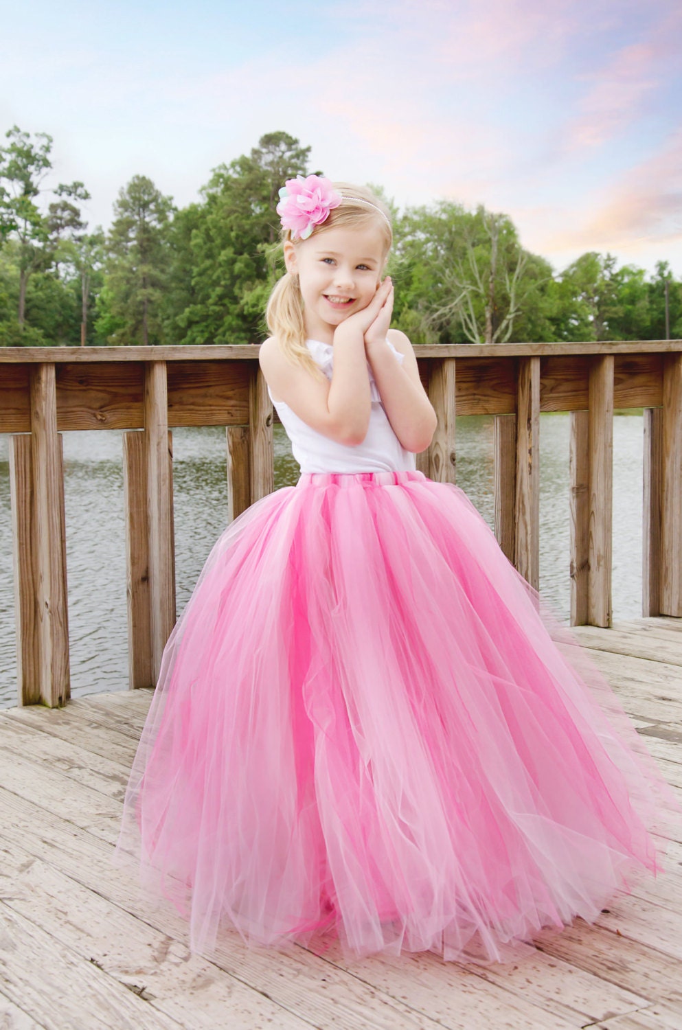 Full length pink tutu skirt. Long tutu.