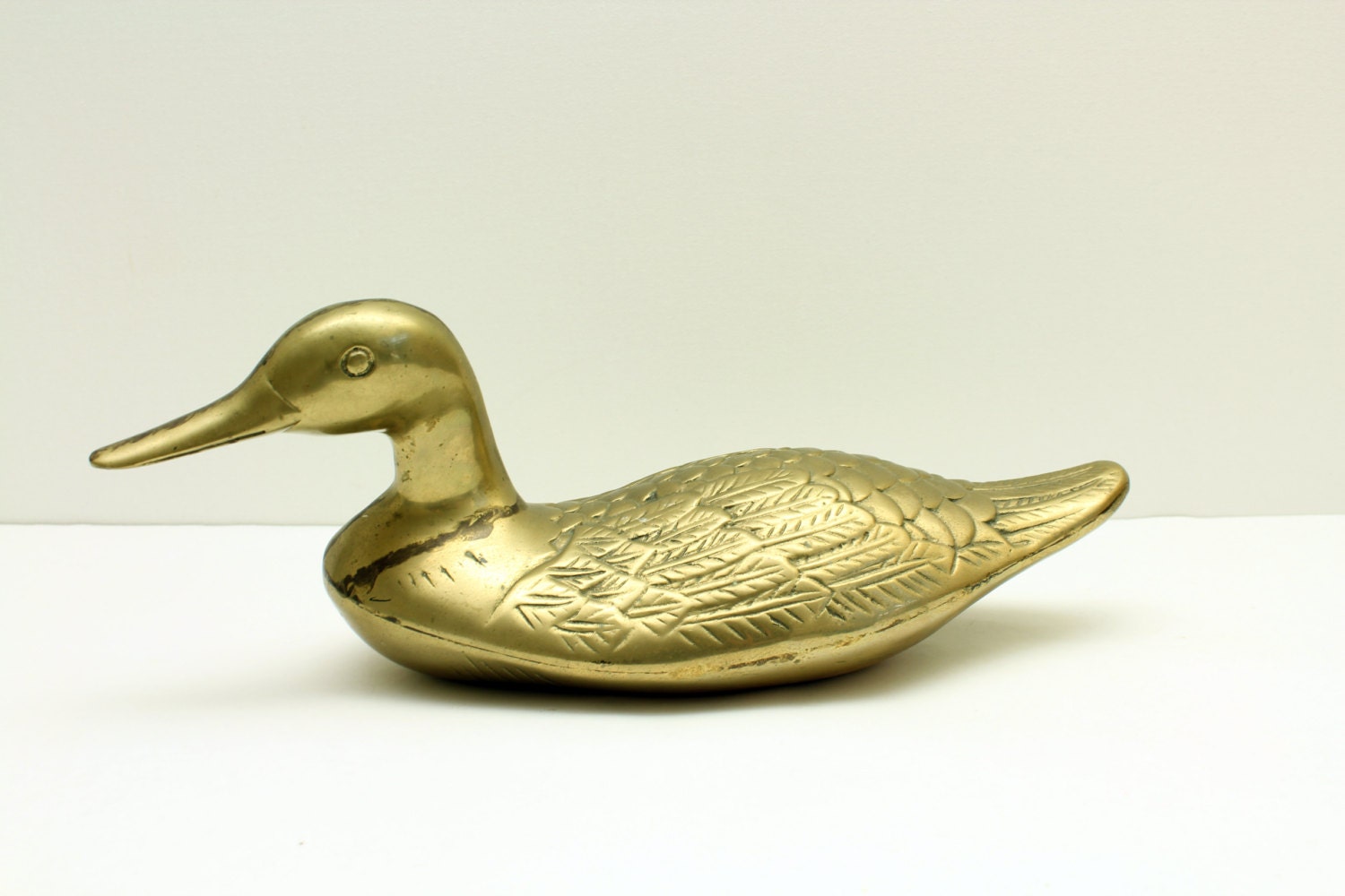 Large Vintage Brass Duck Figurine Solid Brass Brass Decor