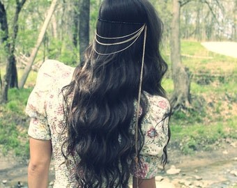 Feather Hair Accessories, Hair Chain, Bohemian Hair Jewelry, Feather Hair Extensions, Chain Headpiece, Boho Jewelry