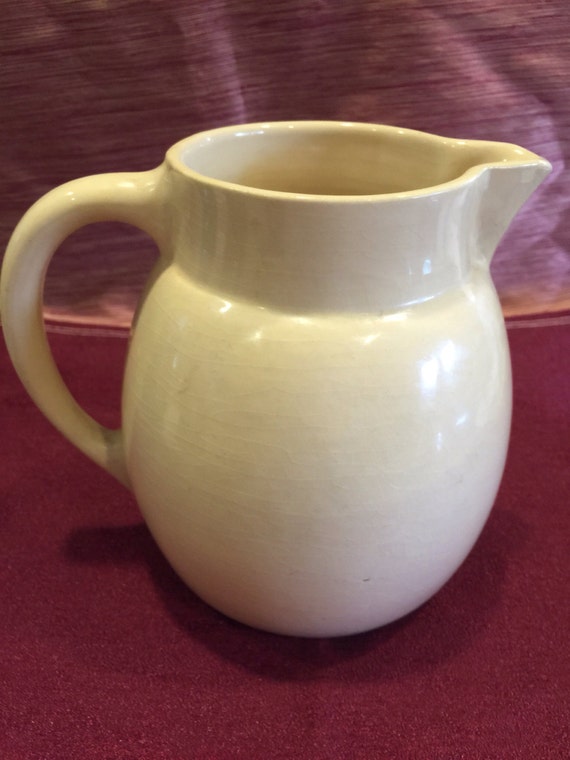 Large Vintage American Pottery yellow ware water pitcher