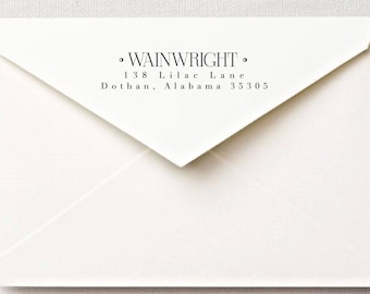 Custom rubber stamp mounted wooden handle return address stamp