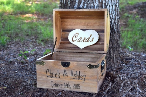 Rustic Wooden Card Box - Rustic Wedding Card Box - Rustic Wedding Decor - Advice Box - Wedding Chest - Wedding Gift by CountryBarnBabe