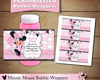 Light Pink Minnie Mouse Bubble Wrappers, Bubble Wrappers, Minnie Mouse, Goodie Bag Stuffer, Personalized Minnie Mouse Wrapper, DIY Printable