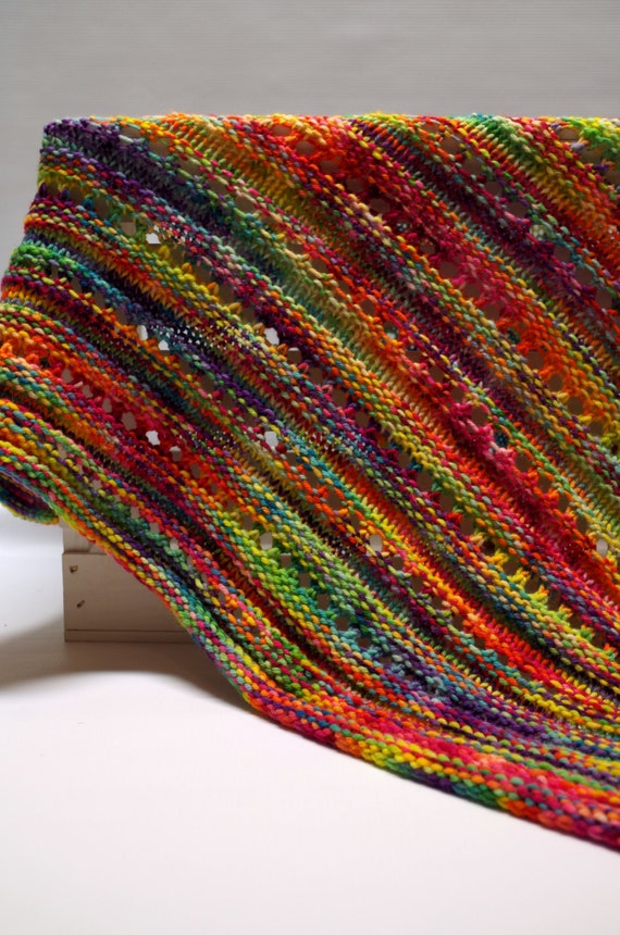 Rainbow Baby Blanket: Heirloom Quality Hand Knit Square Merino