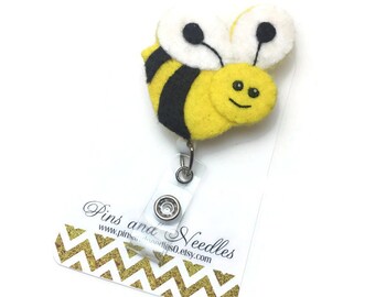 Pediatrician ID Badge Reel - Retractable Badge Reel - Cute Id Badge Reels - Pediatrician Badge Holder - Designer ID Reel - Bumble Bee Badge