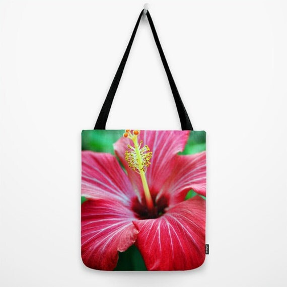 Items similar to Pink Hibiscus Flower - Tote Bag, Beach Floral Towel ...