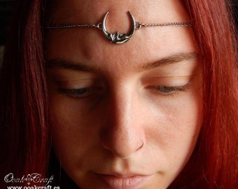Half-moon silvered celtic/pagan/wiccan circlet "Luna"