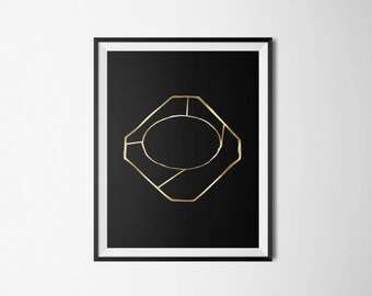 Printable poster, Abstract poster, Black and gold poster, Wall art, Printable wall art, Gold poster, Instant download, Gold foil poster