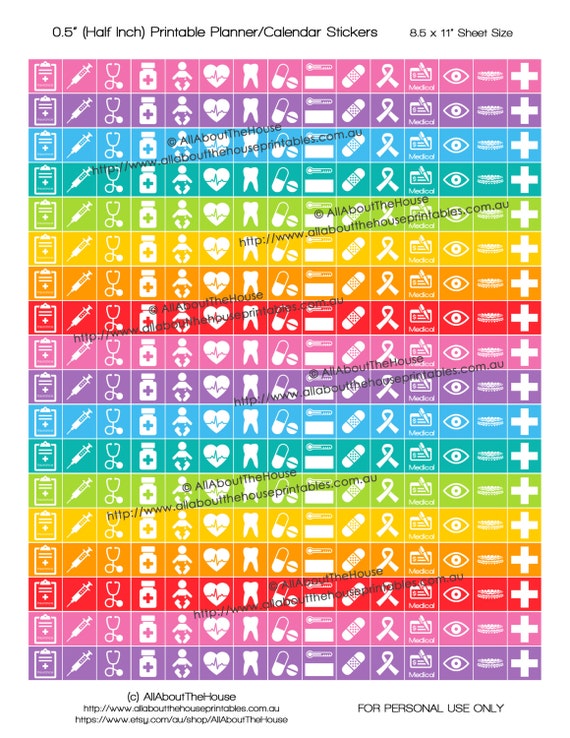 Medical Planner Stickers Printable Health Checkup Doctor