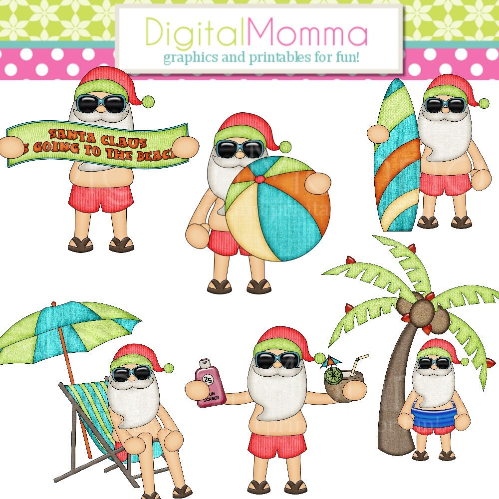 Download Beach Fun Santa Clipart Christmas In July Beach Santa