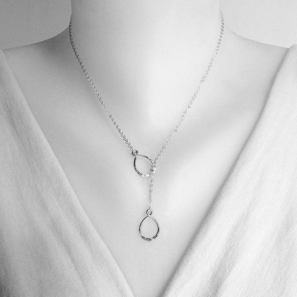 Tiny Necklace Lariat Necklace Minimalist Necklace Silver Hammered Silver Delicate Silver Necklace Casual Necklace Small Pendant Necklace