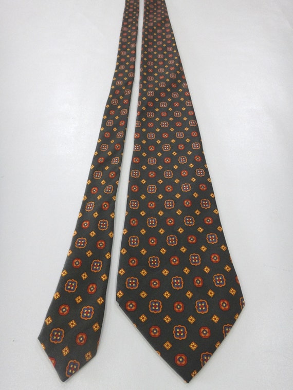 NICE TIES Geometric Floral Pattern Silk Necktie G