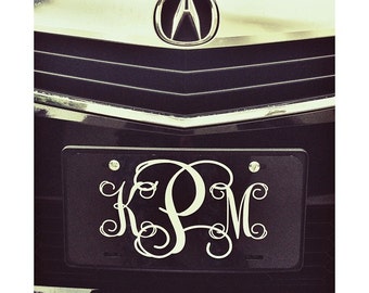 Classy Black and White Front License Plate, Personalized Monogrammed Car Tag Car Accessories Gift Sweet 16 Cute For Women Gift