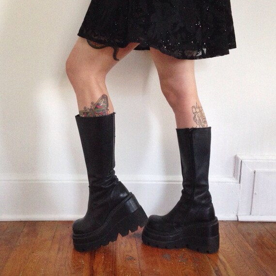 90s knee high platform boots