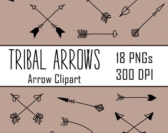 18 Tribal Arrows Doodle Clipart, Arrow Clipart, Hand Drawn Clip Art, Indian Clipart, Native American Clipart, Line Art, Sketch Clipart, PNG