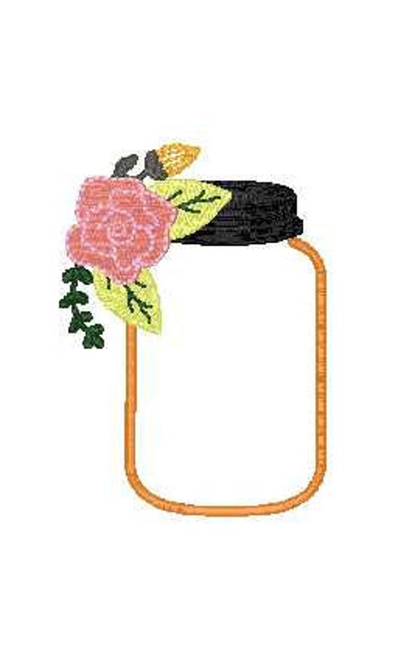 mason jar applique mason jar embroidery design