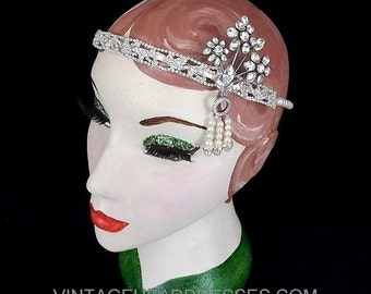 Vintage Great Gatsby Headpiece, Great Gatsby Headband, 1920's Art Deco Headpiece, Flapper Headband, Wedding Headpiece, Bridal, Gatsby Party