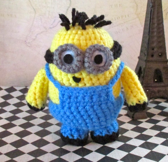 Crochet Minion Jerry Stuffed Two-Eyes with Spiky Hair