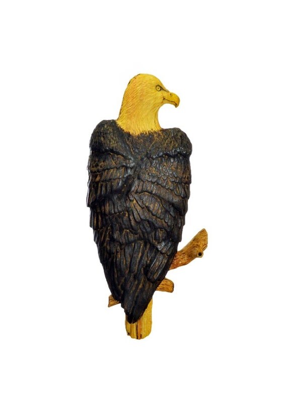 Eagle Wood Carving, Bald Eagle Sculpture, Wood Gift for Him, America