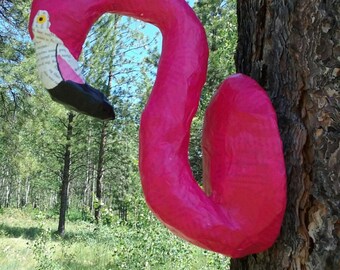 Faux Taxidermy Flamingo//Paper Mache Animal Head// Nursery Decor // Paper Mache Sculpture//Flamingo Sculpture//Faux Taxidermy Animal Head