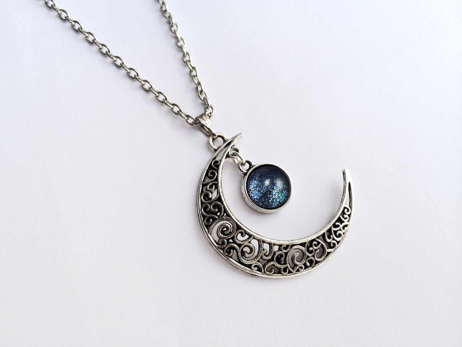 Galaxy Necklace crescent moon necklace moon by AChicFairytale