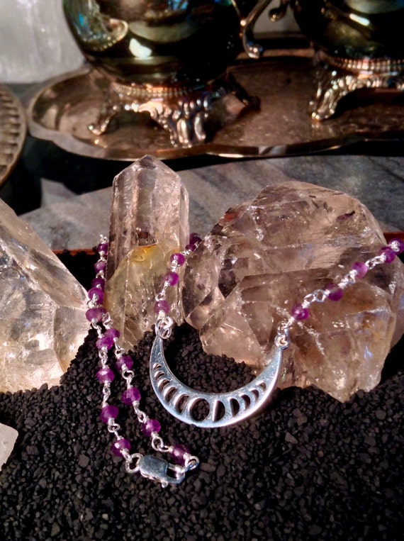 Moon Phase 925 Festoon Pendant 16 Handmade Sterling by wearAURA