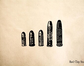 Bullet Cartidges Rubber Stamp - 2 x 2 inches