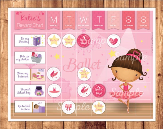 Printable Ballet Reward Chart Chore Chart Pack Instant Download Digital File 7062